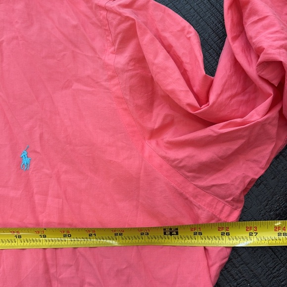 Ralph Lauren Button Down Shirt Coral Pink Sky Blue Pony Long Sleeve size XL - Picture 7 of 9